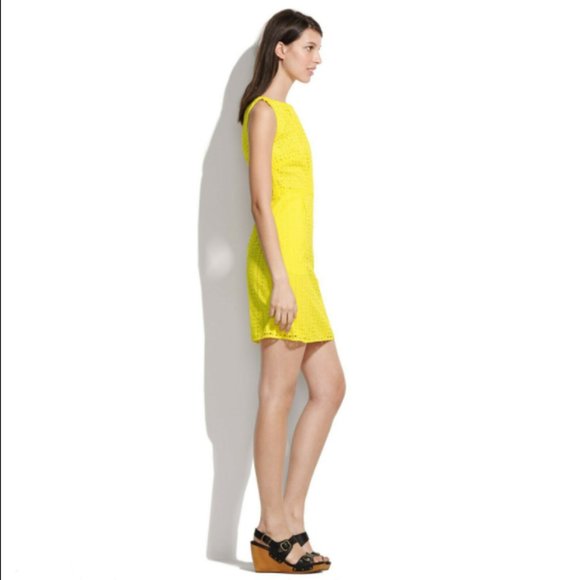 Madewell Eyelet Trail Lace Shift Dress in Yellow - Picture 10 of 10